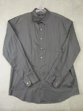 Van Heusen Mens XLT/TGL Gray Solid Longsleeve Cotton Blend Dress Shirt