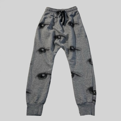 NUNUNU Baggy Eye Joggers Boys 8/9 Gray Black Drawstring Waist