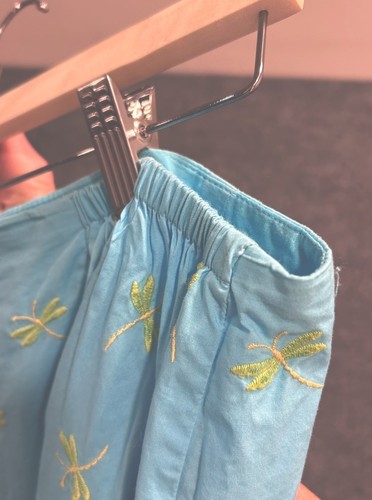 Falda Algodón Talbots 18W Azul Claro Verde Libélulas - Imagen 3 de 13