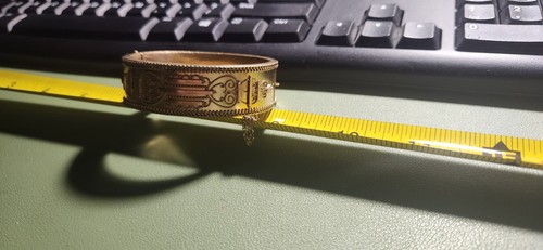 Fine Rolled Gold Etruscan Revival Victorian Cuff Bracelet Ca 1879 Beautiful Rare