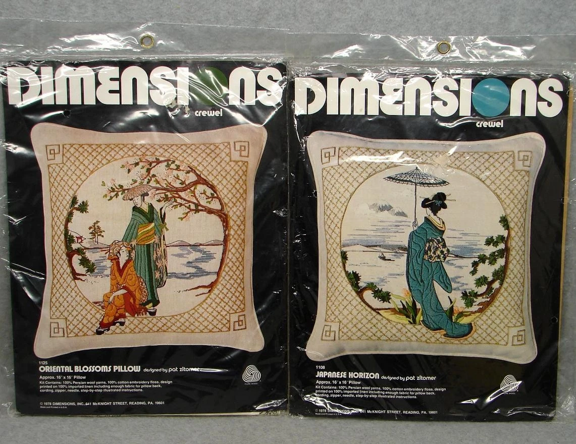 Kit De Broderie Crewel Dimensions – Étang Oriental Avec Femme Et Luth – Encadré