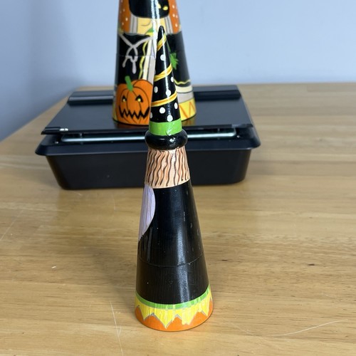 Vtg Nesting Dolls Witch Cat Pumpkin Halloween Midwest Importers Wood 10.5” Read - Picture 10 of 24
