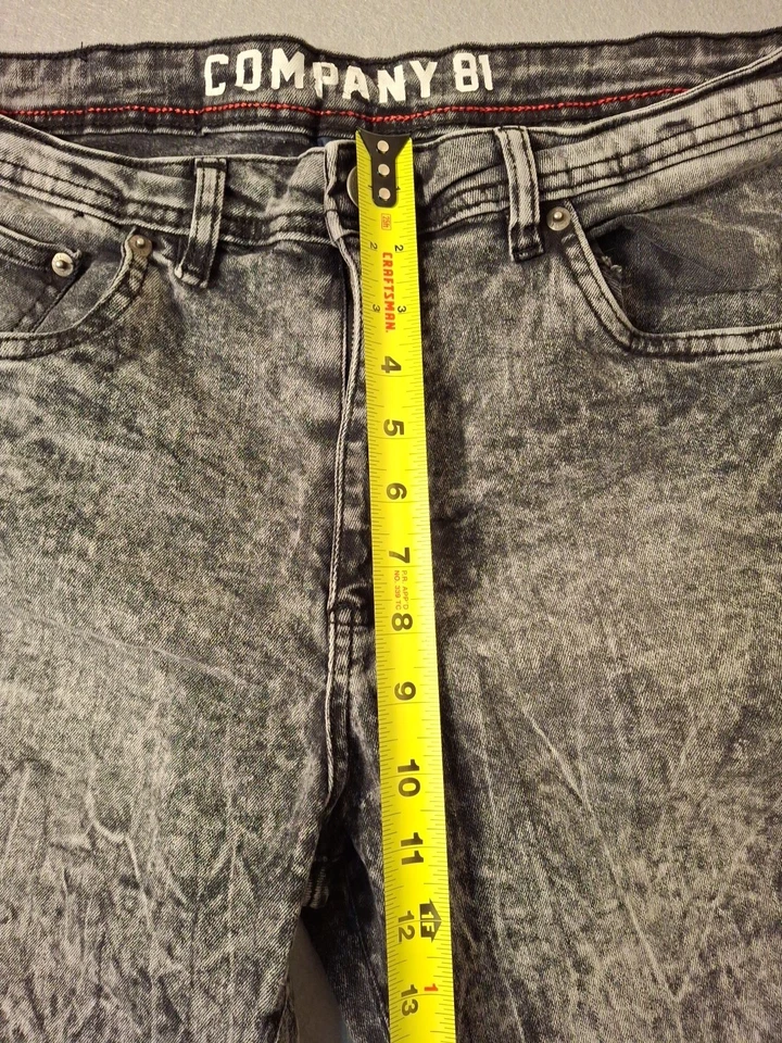 Pantalones Cortos de Jean COMPANY 81 Para Hombre 36x10.5 Lavado Ácido Negro Algodón Denim Elástico Foto 3 de 4