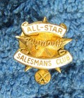 1950s PLYMOUTH All-Star Salesmans Club X - Label Pin - Gold Filled