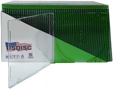 USDISC CD Jewel Cases Slimline 5.2mm, Single 1 Disc Clear Green Lot