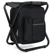 Lightweight Folding Backpack Cooler Stool Heavy Duty 350lbs, Portable Camping...