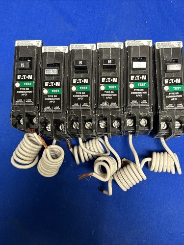 6 Stück Eaton BRCAF115 Typ BR Kombi AFCI Leitungsschutzschalter