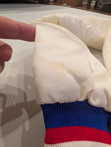 Rare Vintage Starter Philadelphia 76ers Sixers NBA White Satin Jacket Mens Large - Bild 15 von 16