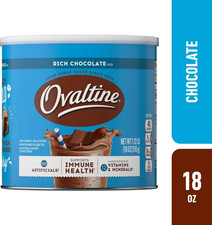 Ovaltine Rich Chocolate Powdered Stir In Drink Mix for Hot and Cold Milk, 18 oz,