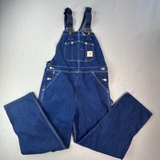 Carhartt Overalls Mens 36x29 Blue Bib Workwear Dark Wash Denim Carpenter