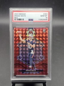 2024 PANINI MOSAIC RED #303 DRAKE MAYE ROOKIE RC PSA 10 - Patriots