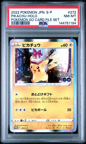 2022 POKEMON JAPANESE S PROMO POKEMON GO CARD FILE SET #272 PIKACHU-HOLO PSA 8