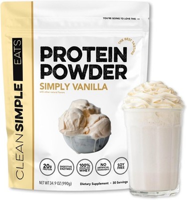 Clean Simple Eats Vanilla Whey Protein Powder   30 Servings   New Sealed