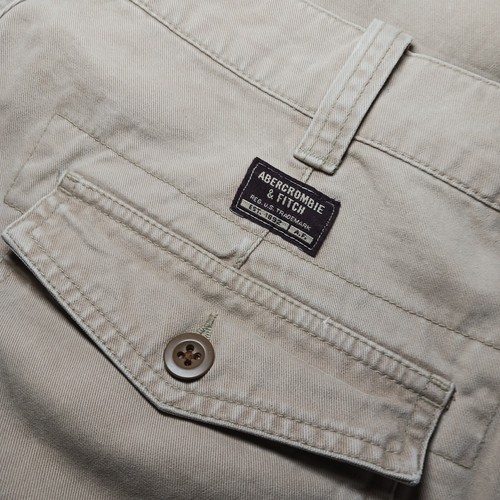 Y2K Abercrombie & Fitch Wide Leg Bootcut Khaki Pants Mens Sz 36X34 Beige 42070 - Picture 5 of 7