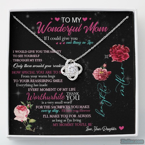 Mom Pendant Necklace, Mothers Day Jewelry Gift from Daughter, Birthday Necklace