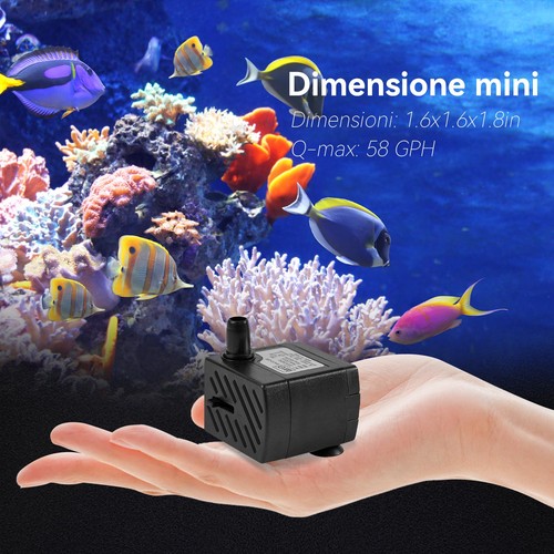 Pompa Acquario Mini Pompa Acqua 3W 200L/H Pompa Dell acqua Sommergibile per - Foto 5 di 24