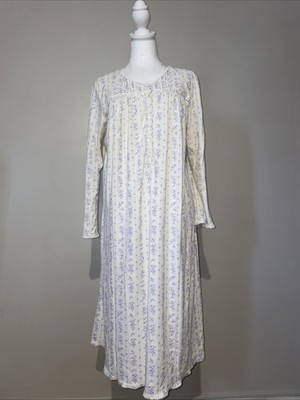 Aria Nightgown Medium Long Sleeve Floral Cotton Blend Lace Trim Grannycore