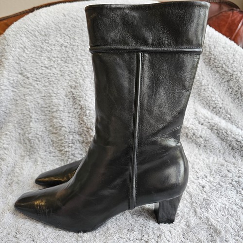 NWT Cole Haan Women Janna Supple Leather Riding Short Heeled Boots Size 9B Black - Picture 2 of 5