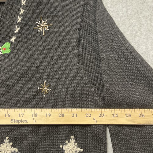 Vintage C.S.T. Sport Winter Snowman Holiday Pom Pom Sweater Woman's Size 1X - Picture 6 of 8