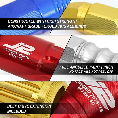 J2 ENGINEERING 7075-T6 FORGED ALUMINUM 20X LUG NUTS W/TUNER M12X1.5 50MM SILVER - Picture 2 of 7