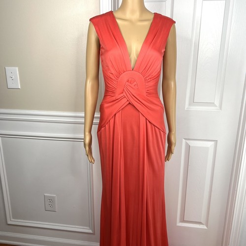 Vestido de Seda Issa London Talla 6 Coral V Corbata Sin Mangas Vaina Elástico Vestido Nuevo - Imagen 3 de 11