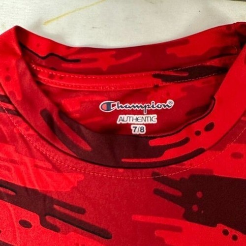 Champion Boys Red Camo Short Sleeve Athletic Shirt Size 7/8 - Picture 2 of 5