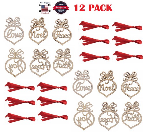 12 × Christmas Wooden Ornament Xmas Tree Decorations Hanging Pendant Gift USA - Picture 14 of 14