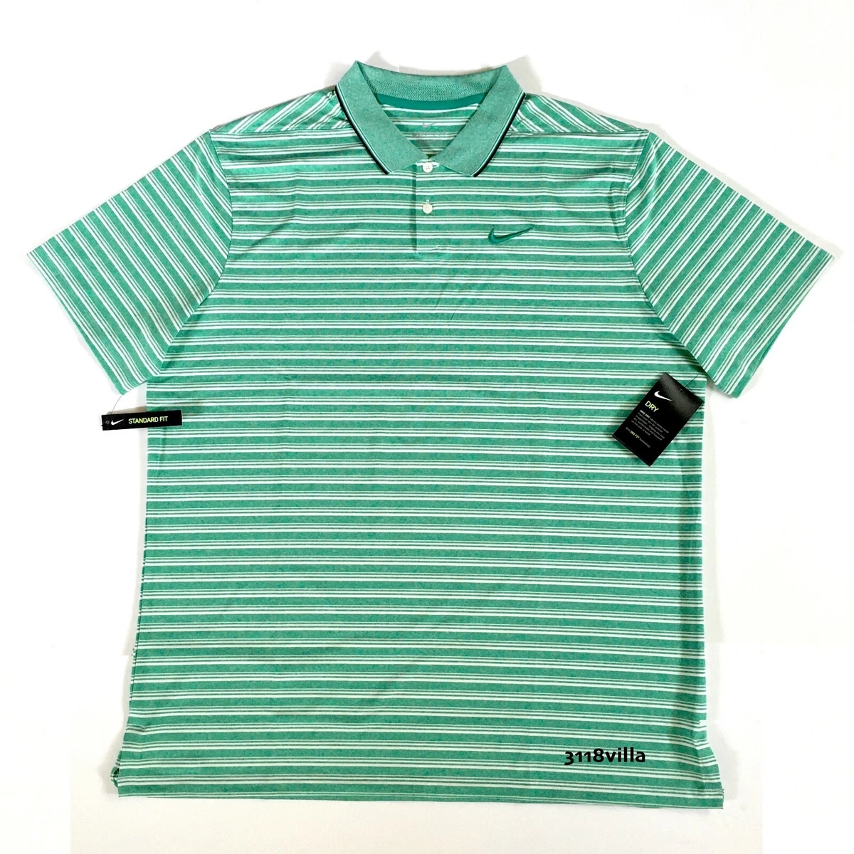 Nike Dri FIT Vapor Stripe Men s Golf Polo Shirt Green White size