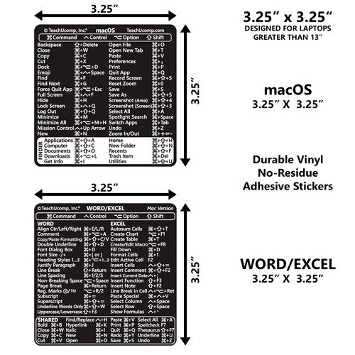 TEACHUCOMP Mac OS + Teclado Word Excel Atajos Pegatinas Entrenamiento Tutorial Ayuda - Imagen 2 de 9