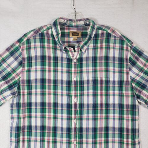 Foundry Shirt Mens XLT XLarge Tall Blue Green Plaid Pocket Short Sleeve - Picture 2 of 9