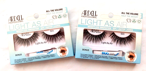 2 packs - Ardell New False Eyelashes Light As Air 523 Black Less Weight Falsies
