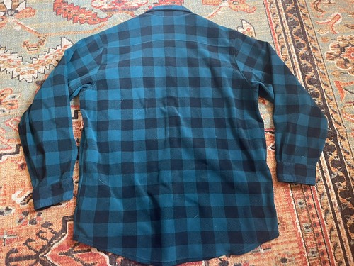LL Bean Mens Green Black Plaid Fleece Button Up Shirt Large Regular - Picture 6 of 6