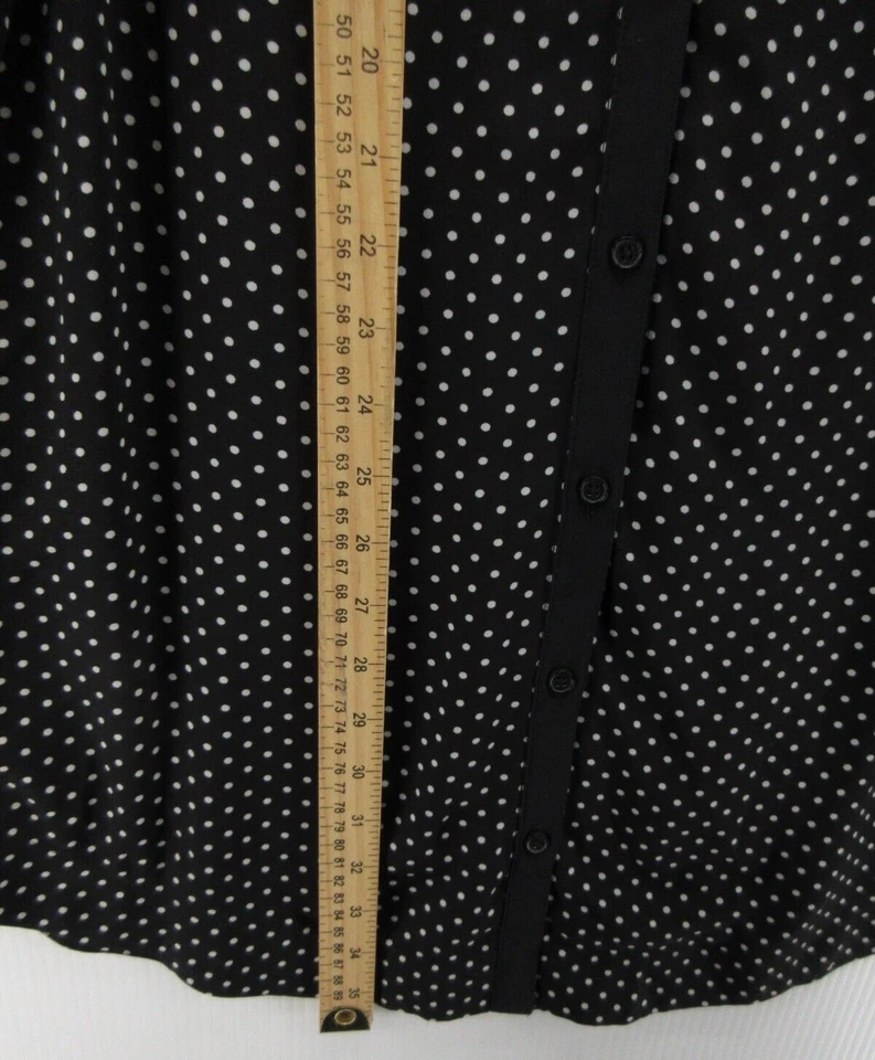 Express Dress Women Small Black Portofino Shirt Button Up Polka Dots Roll Tab - Image 4 of 4