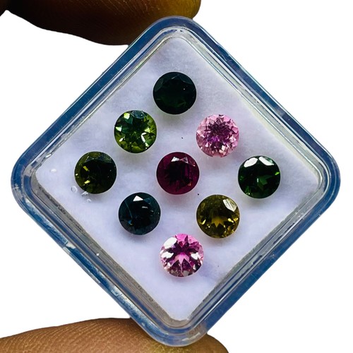 9 Pcs Natural Tourmaline 5mm Round Cut Multi Color Loose Gemstones Lot 5.00 Cts - Picture 3 of 6