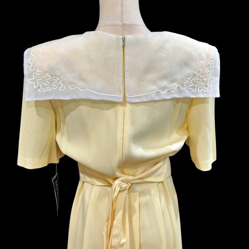 NUEVO Maxi Vestido Vintage Años 90 Amarillo Mantequilla Talla 10 Plisado Cottagecore Suave Niña - Imagen 7 de 14