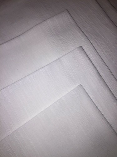 Tovaglioli 6 pezzi rettangolari tessuto con filo a vista cotone voile bianco - Foto 4 di 5