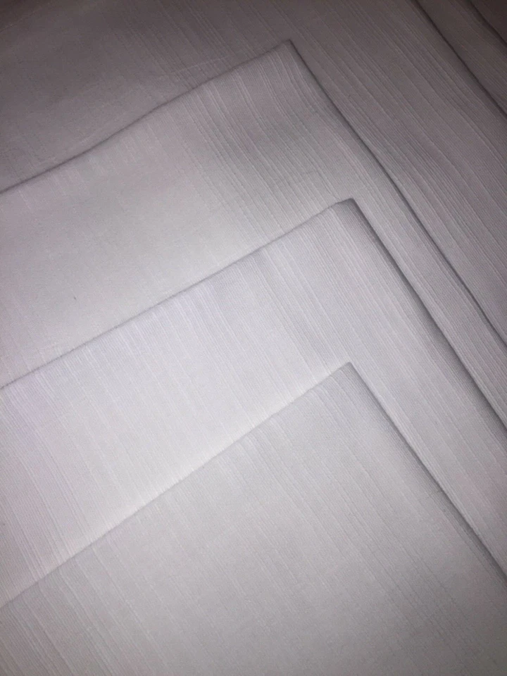 Tovaglioli 6 pezzi rettangolari tessuto con filo a vista cotone voile bianco - Immagine 4 di 4