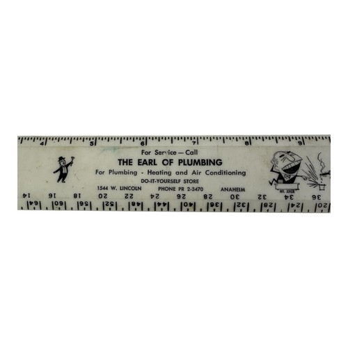 Vintage "The EARL of PLUMBING" Measuring Ruler / Graphic Design Cartoon. RARE - Picture 3 of 4