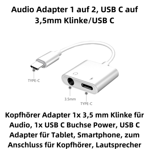 B53 USB 3.1 Type C Connecteur À Douille + Jack Aux 3,5mm Adaptateur Audio - Photo 2 sur 8