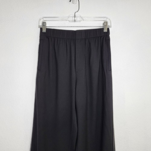 VINCE Pants Women's Small Black Elastic Waist Straight Leg Side Stripes - Picture 2 of 12