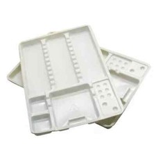 50Pcs Dental Plastic Pallets Segregated Partition Divided Pallet White Tray Tool