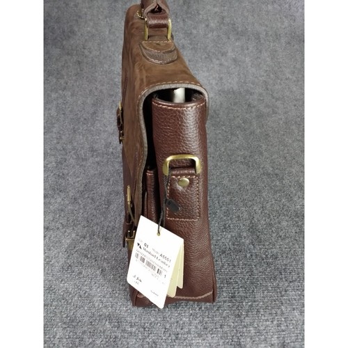Mashad Leather Briefcase Men Brown Adjustable Strap Locks Business Work - Picture 9 of 11