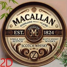 2D Flat - Vintage Macallan 8x8 Round Metal Wall Tin Sign - Scotch Whisky Art Dec