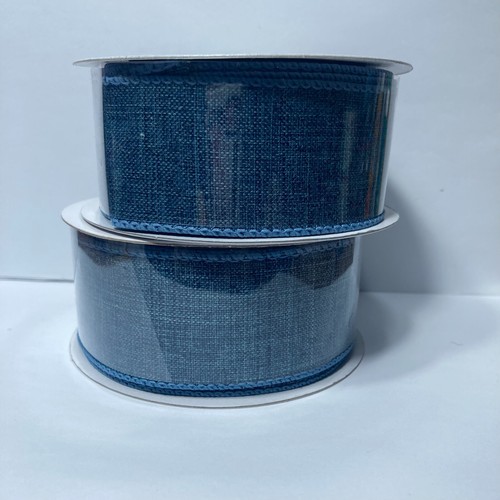 Denim Blue Wired Ribbon Polyester 1.5" 10yds 2 Rolls Wreath Making Crafts Bow - Picture 10 of 12