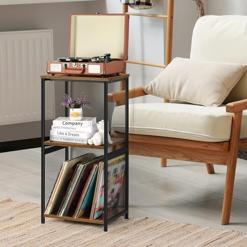3Tier End Table Record Player Stand Vinyl Record Player Table with Vinyl Storage - Picture 5 of 8