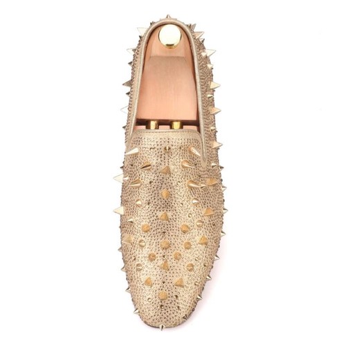 Herren FERUCCI Gold Spikes Hausschuhe Halbschuhe mit Kristall GZ Strass Abschlussball Hochzeit - Bild 7 von 10