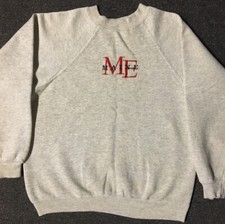 Vtg 80s Maine Faded Spellout Sweatshirt XS S USA College Grunge School Track 90s