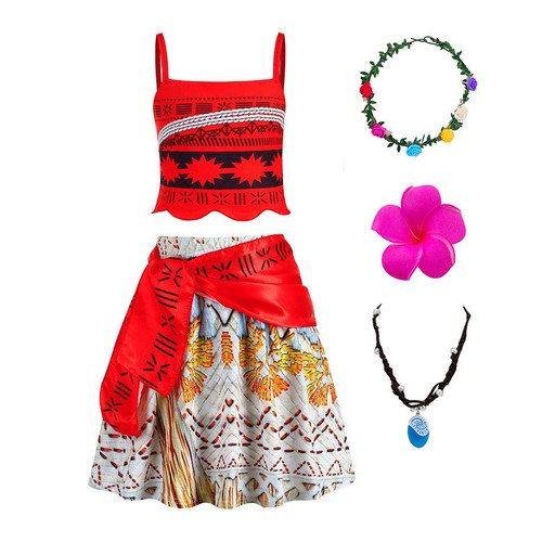 Kids Girls Ocean Adventure Moana Princess Dress Cosplay Costume Party Book Day( - Bild 9 von 9