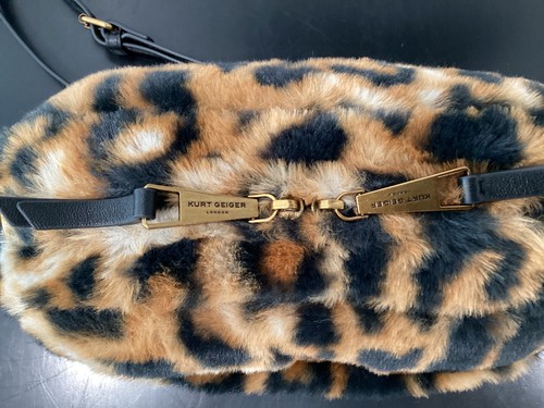 Kurt Geiger Kensington Leopard Fuzzy Puff Camera Crossbody 9.5" x 4" x 7" New - Picture 8 of 14