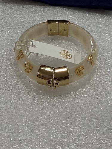 Tory Burch Women's Kira Resin Bracelet - Tory Logo Gold New $198 - Picture 2 of 7